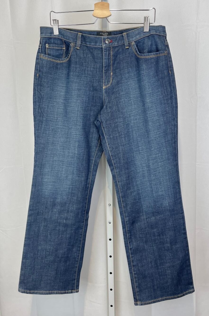 TALBOTS Signature Boot Cut Jeans Zip Fly Cotton Denim Blue Petite 14 14P